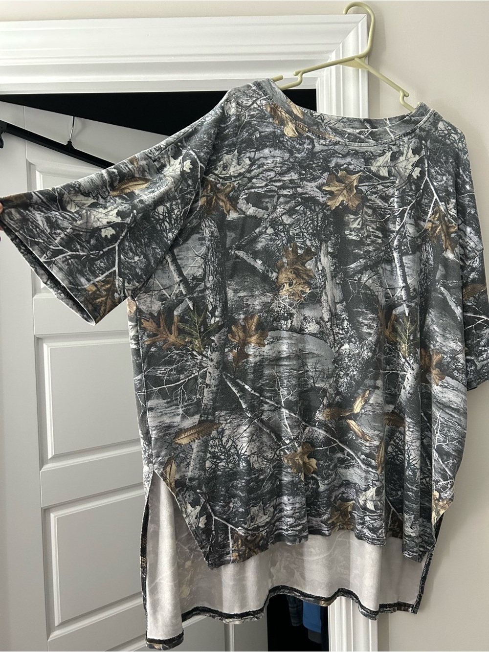 Gray Camouflage Forest Print Tunic Top